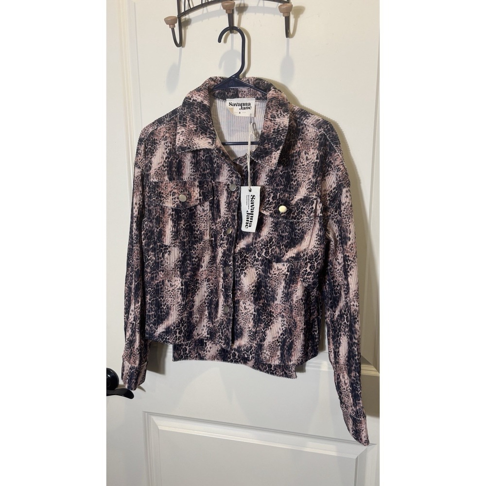 NWT Savanna Jane Leopard Print Size Small Corduroy Jacket Button Up Shacket